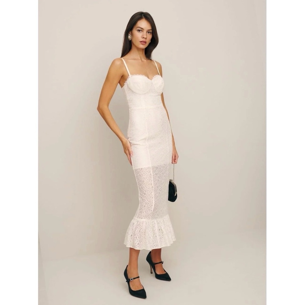 Reformation Canice Midi Dress in Ivory Lace‎